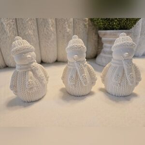 Set of 3 Cute Porcelain Snowmen adds instant cozy vibes For The Winter